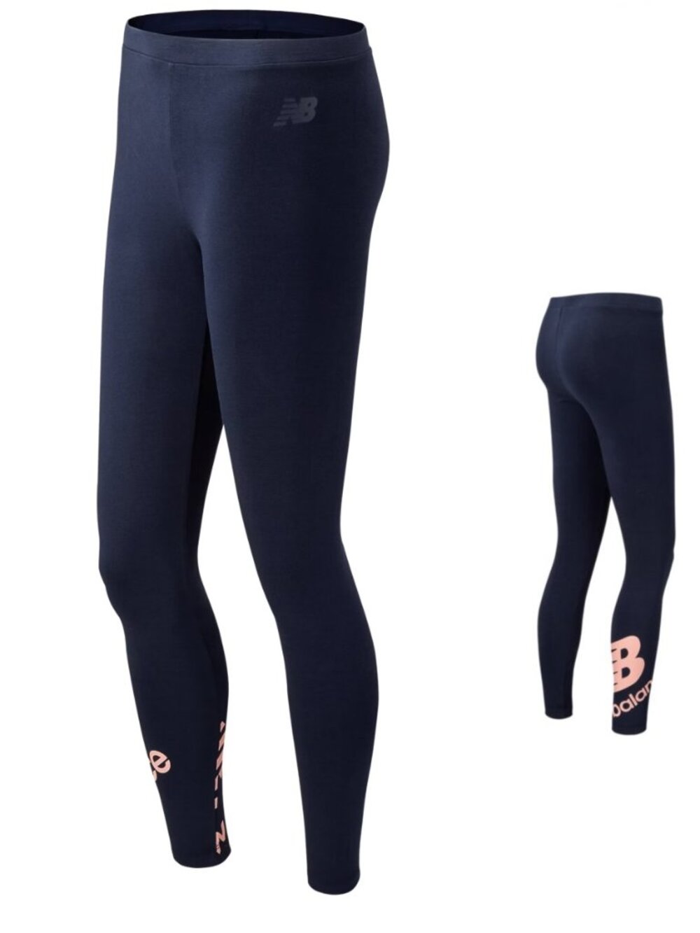New Balance Essentials Cotton Mid Rise Graphic Logo Legging Two-Tone Navy/Rose